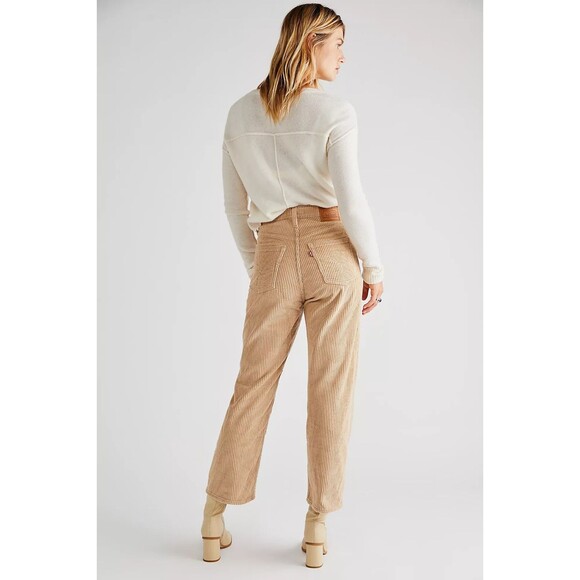 Levis Premium Ribcage Straight Ankle Jean Granola Brown Corduroy Pants Boho New - Picture 3 of 16